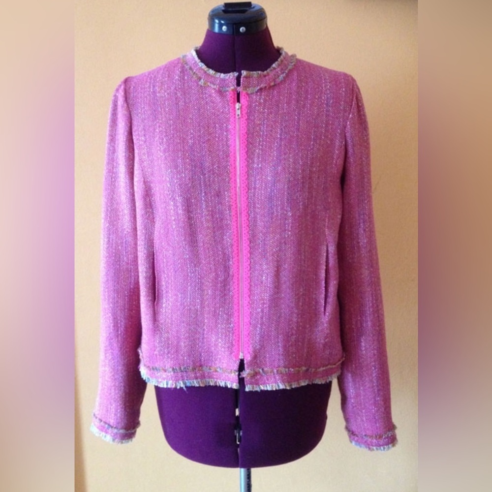 Pink Wool Cotton Tweed Jacket